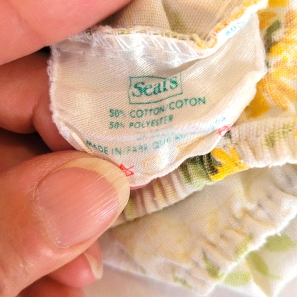Vintage DBL Sz 3pc Bedding Set. Sunflowers Motif, Sears, 50/50 Blend - Picture 13 of 15